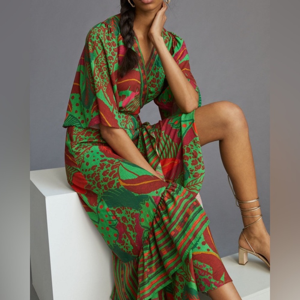 FARM Rio Flutter-Sleeve Wrap Maxi Dress - Picture 2 of 5